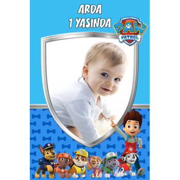 Paw Patrol Mavi Temalı Resimli Doğum Günü Afiş