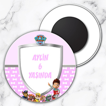 Paw Patrol Pembe Temalı Daire Plastik Magnet