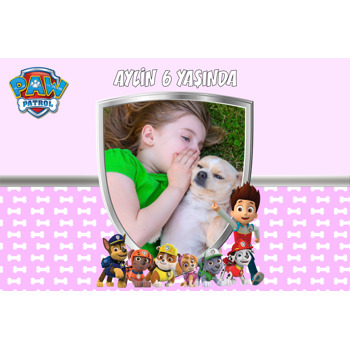 Paw Patrol Pembe Temalı Doğum Günü Magnet