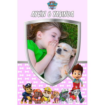 Paw Patrol Pembe Temalı Doğum Günü Magnet