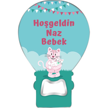 Pembe Anne Çocuk Kedi Temalı Balon Magnet Açacak