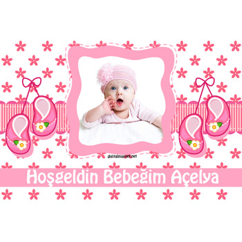 Pembe Ayakkabı Temalı Bebek Plastik Magnet