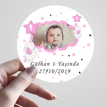 Pembe Baby Fil Temalı Resimli Sticker