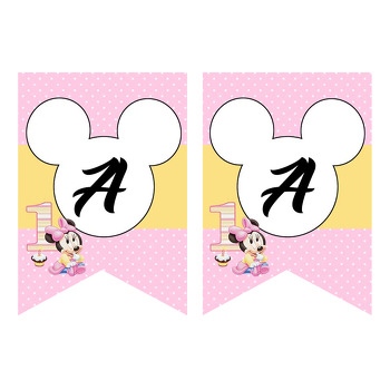 Pembe Baby Mickey Temalı Flama Banner