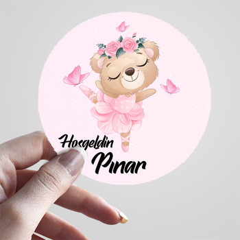 Pembe Balerin Ayıcık Temalı Sticker