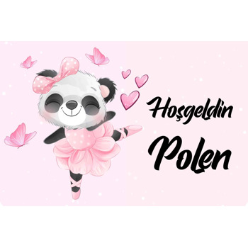 Pembe Balerin Panda Temalı Doğum Günü Afiş