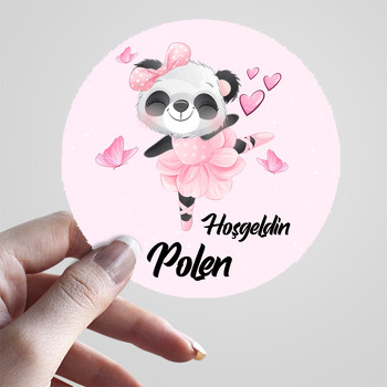 Pembe Balerin Panda Temalı Sticker