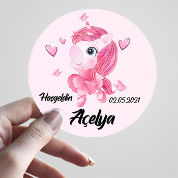 Pembe Balerin Unicorn Temalı Sticker