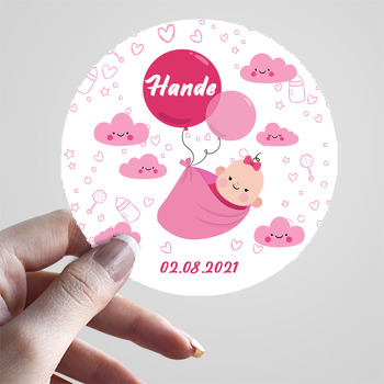 Pembe Balonlu Bebek Temalı Sticker