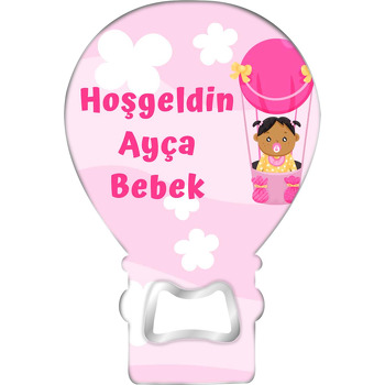 Pembe Balonlu Emzikli Bebek Temalı Balon Magnet Açacak