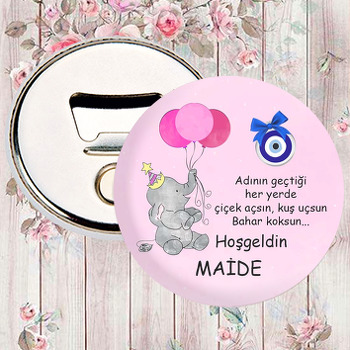 Pembe Balonlu Fil ile Nazar Boncuğu Temalı Magnet Açacak