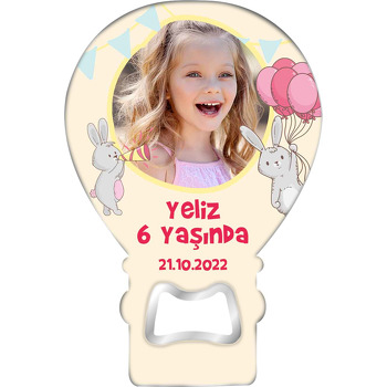 Pembe Balonlu Tavşan ile Sarı Fon Temalı Balon Magnet Açacak