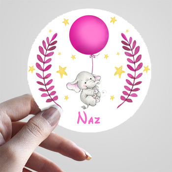 Pembe Balonlu Uçan Fil Temalı Sticker