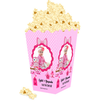 Pembe Baykuşlar Temalı Popcorn Kutusu