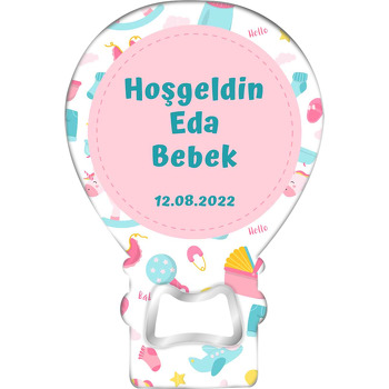 Pembe Bebek Eşyaları ile Çerçeve Temalı Balon Magnet Açacak