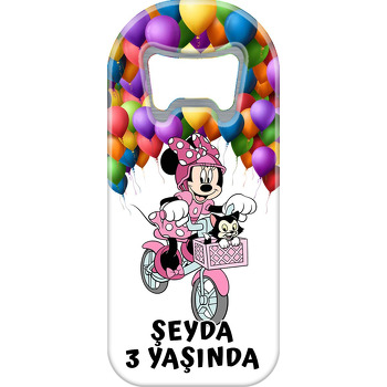 Pembe Bisikletli Minnie ile Balonlar Temalı Uzun Magnet Açacak