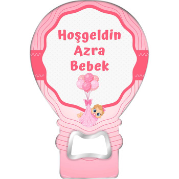 Pembe Bohçalı Bebek ile Puantiye Fon Temalı Balon Magnet Açacak