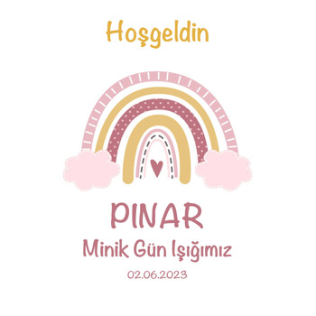 Pembe Bulutlu Gökkuşağı Temalı Plastik Magnet