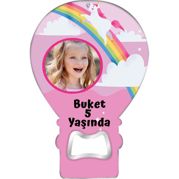 Pembe Çerçeve ile Gökkuşağı Temalı Balon Magnet Açacak