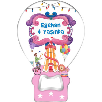 Pembe Çerçeve ile Sirk Temalı Balon Magnet Açacak