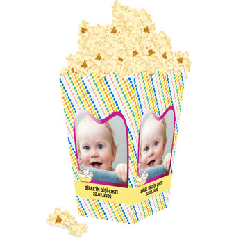 Pembe Çerçeveli Diş Temalı Popcorn Kutusu