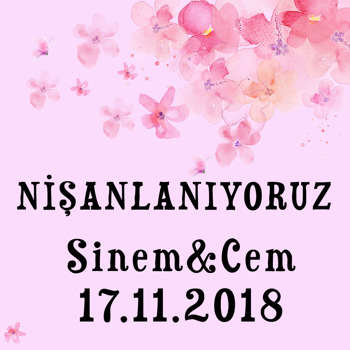 Pembe Çiçek Temalı Söz Nişan   Kare Parti Afiş