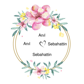 Pembe Çiçekler 2 Temalı Söz Nişan Nikah Sticker