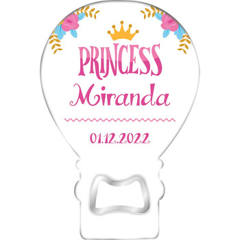 Pembe Çiçekler ile Taç ve Princess Yazısı Temalı Balon Magnet Açacak