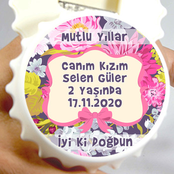 Pembe Çiçekler Temalı Kapak Şekilli Magnet Açacak