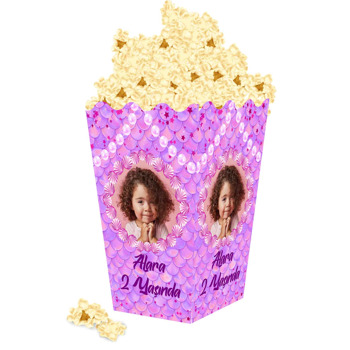 Pembe Deniz Kabuğu Temalı Popcorn Kutusu