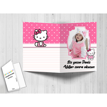 Pembe Dore Hello Kitty Temalı Anı Kartı