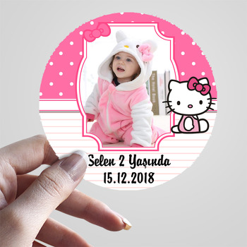 Pembe Dore Hello Kity Temalı Resimli Sticker