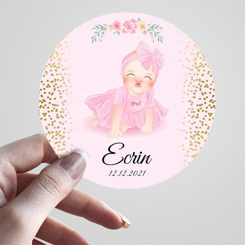 Pembe Elbiseli Bebek Temalı Sticker