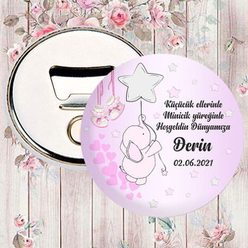 Pembe Fil ile Yıldız Balon Temalı Magnet Açacak