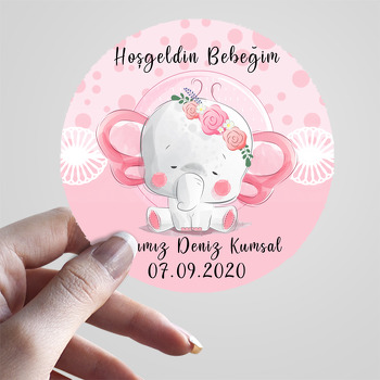 Pembe Fil Temalı Sticker