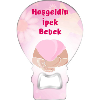 Pembe Fırdırlı Bebek Bezi Temalı Balon Magnet Açacak