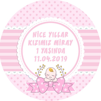 Pembe Fiyonklu Bebek Temalı Sticker