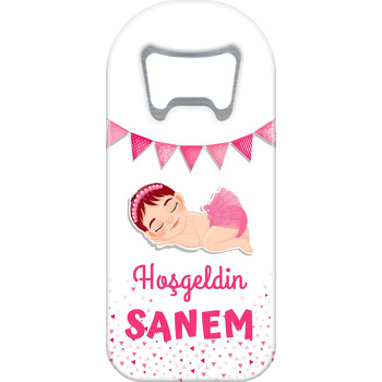 Pembe Flama ile Uyuyan Bebek Temalı Uzun Magnet Açacak