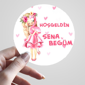 Pembe Flamingo ile Sevimli Kız Temalı Sticker