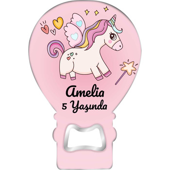 Pembe Fonda Unicorn ile Sihirli Değnek Temalı Balon Magnet Açacak