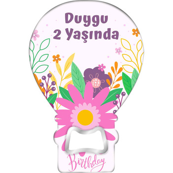 Pembe Gerbera Papatya Temalı Balon Magnet Açacak