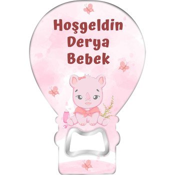 Pembe Gergedan Temalı Balon Magnet Açacak