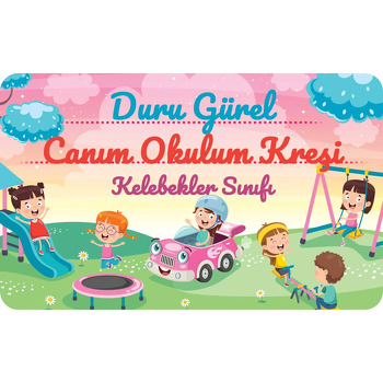 Pembe Gökyüzünde Oyun Bahçesi Temalı Defter Etiketi