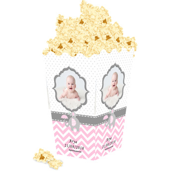 Pembe Gri Fil Temalı Popcorn Kutusu