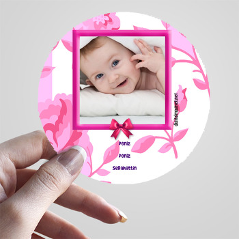 Pembe Gül Temalı Bebek Sticker