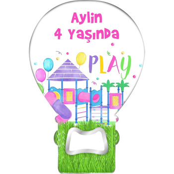 Pembe ile Lila Oyun Parkı Temalı Balon Magnet Açacak