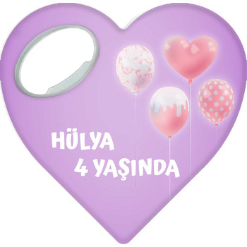 Pembe Kalp Balon Temalı Kalp Şekilli Magnet Açacak