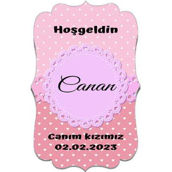 Pembe Kalp ile Puantiye Fon Temalı Özel Kesim Magnet