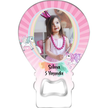 Pembe Kanatlı Unicorn Temalı Balon Magnet Açacak