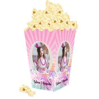 Pembe Kanatlı Unicorn Temalı Popcorn Kutusu